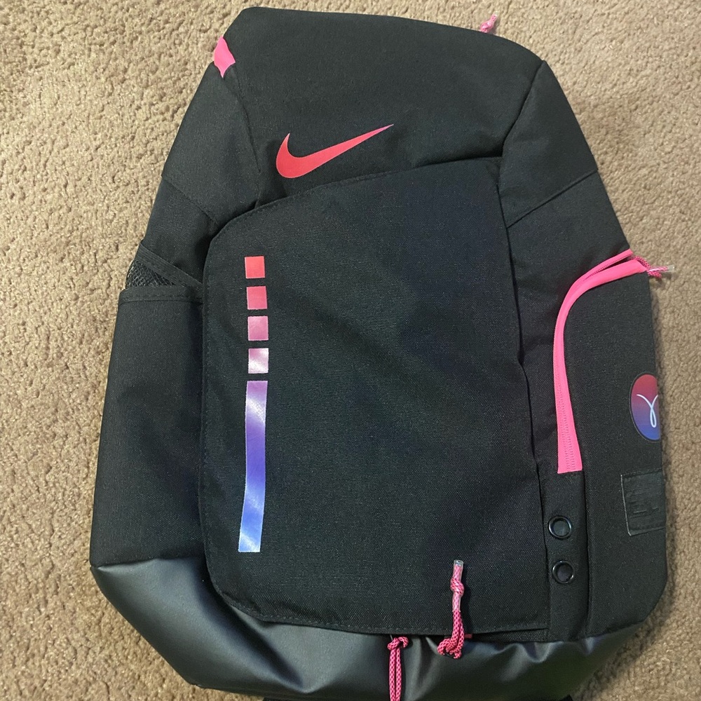Nike Hoops Elite Black Backpack with Pink and Purple Accents